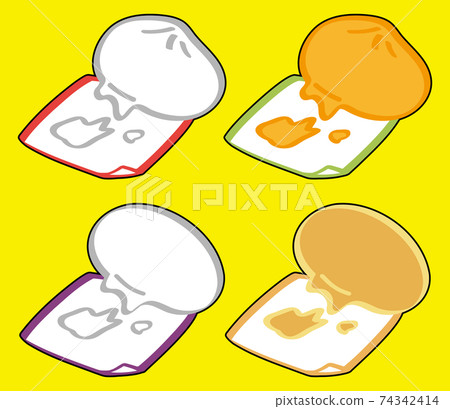 一組粘在紙上的中國bun頭（帶有黑色邊框） 74342414