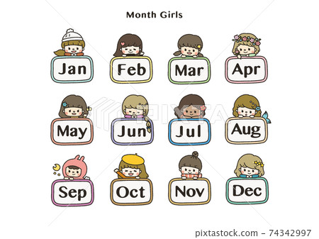 Illustration from the news 12 months girl English abbreviation color 74342997