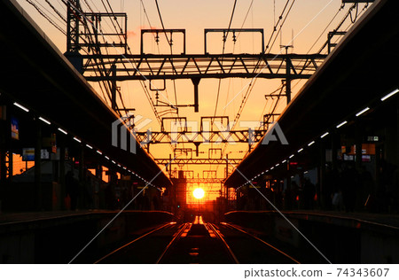 Hanshin Ashiya Station at dusk 74343607