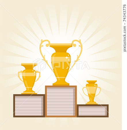 Cup, Medal, Prize, Goblet on podium symbol in flat style. illustration logo vector design 74343776