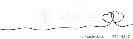 Hand-drawn single thin line hearts Hand-drawn single thin line hearts 74344897