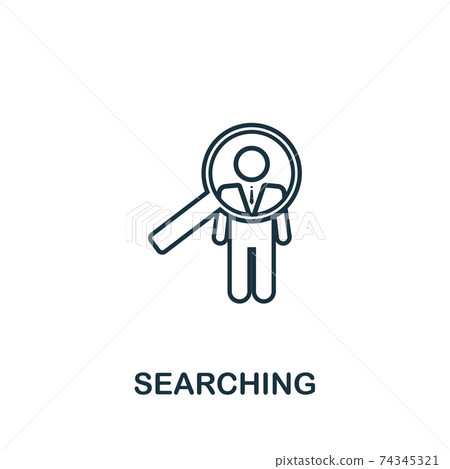 Searching vector icon symbol in outline style. Creative sign from human resources icons collection. Thin line Searching icon for computer and mobile 74345321