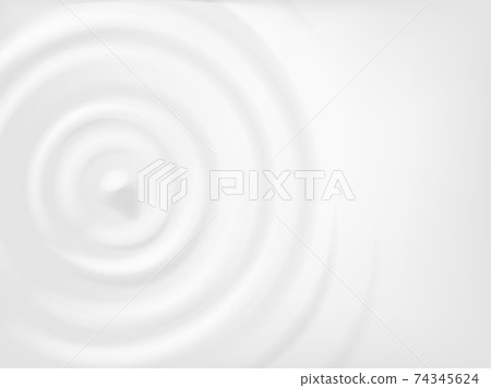 Milk circle ripple. Concentric splash waves on cream, yogurt or dairy product. Realistic top view round drop ripples texture, vector concept 74345624