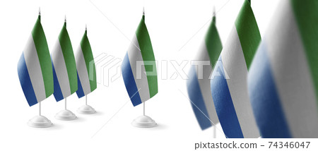 Set of Sierra Leone national flags on a white background Set of Sierra Leone national flags on a white background 74346047