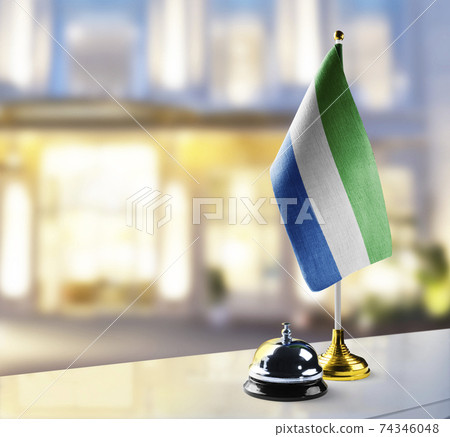 Sierra Leone flag on the reception desk in the lobby of the hotel Sierra Leone flag on the reception desk in the lobby of the hotel 74346048