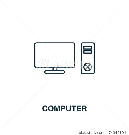 Computer icon. Thin style design from household icons collection. Creativecomputer icon for web design, apps, software, print usage Computer icon. Thin style design from household icons collection. Creativecomputer icon for web design, apps, software, print usage 74346104