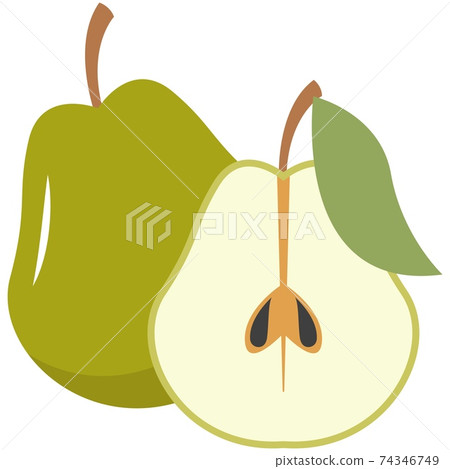 Fresh pear fruit whole and half cut flat vector - Stock Illustration ...