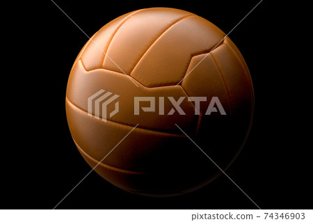 Leather handball ball or football on black background Leather handball ball or football on black background 74346903