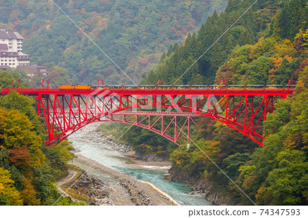 Kurobe Gorge Railway and Shin Yamaibiki Bridge Kurobe Gorge Railway and Shin Yamaibiki Bridge 74347593