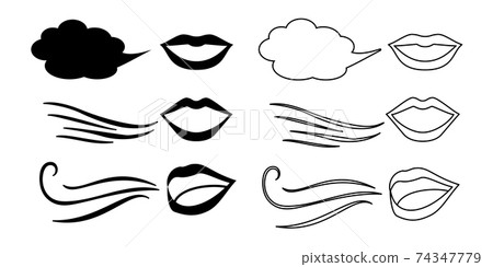 口臭，嘴唇，嘴巴，對話插圖圖標矢量集素材 74347779