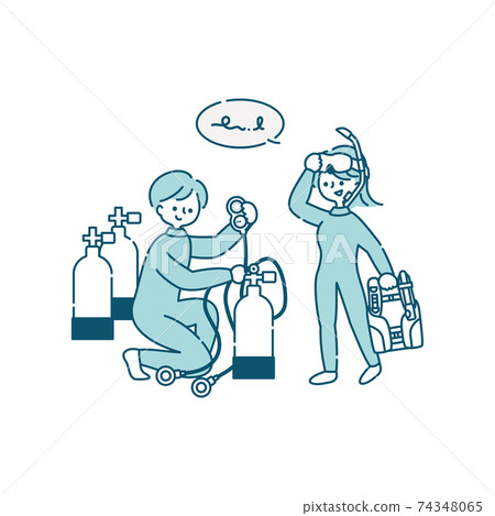 Men and women enjoying scuba diving 74348065