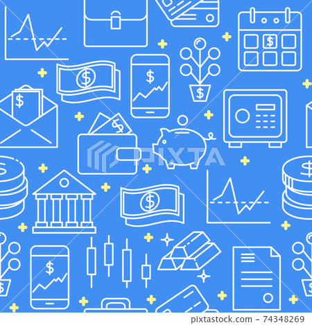 Banking and money seamless pattern in line style Banking and money seamless pattern in line style 74348269
