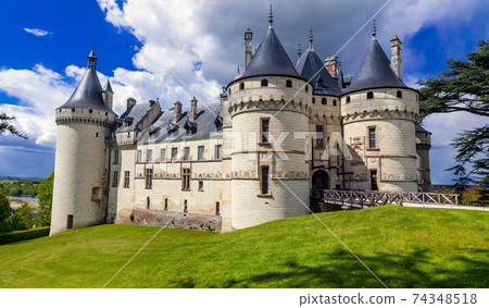 Castle from fairy-tale Chaumont-sur -Loire .Famous Loire valley river, France 74348518