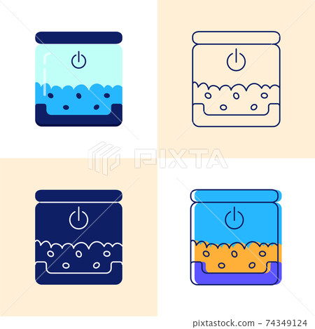 Smart pet feeder icon set in flat and line style - Stock Illustration ...