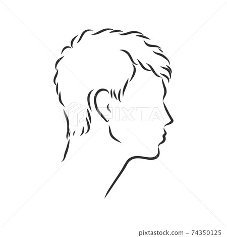 Outline side profile of a human male head. male... - Stock Illustration ...