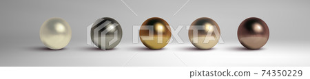 Abstract metal balls set. Pearl, black metal,brass,silver. Vector golden sphere isolated object on white. Chrome sphere silver metal ball. Abstract metal balls set. Pearl, black metal,brass,silver. Vector golden sphere isolated object on white. Chrome sphere silver metal ball. 74350229