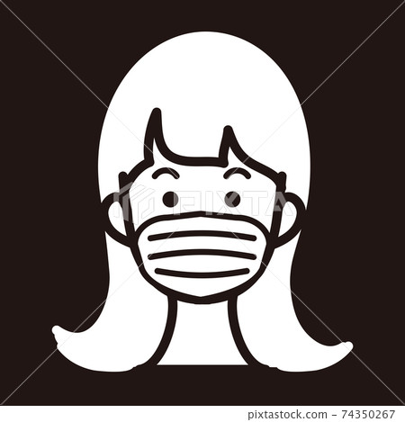 Mask non-woven fabric female preventive medical person illustration 74350267