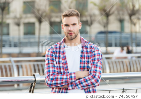 His perfect style. modern life concept. student walk in city. His perfect style. modern life concept. student walk in city. 74350457