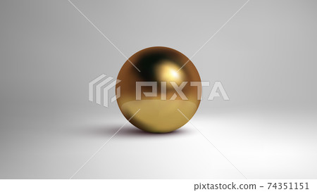 Golded sphere isolated on white background. 3d vector illustration. 74351151