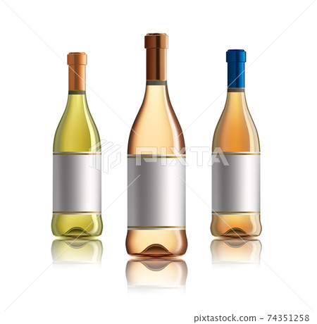 Red wine bottle. Set of white, rose, and red wine bottles. isolated on white background. Red wine bottle. Set of white, rose, and red wine bottles. isolated on white background. 74351258