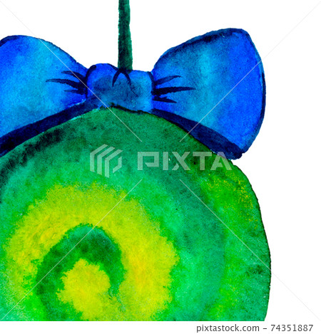 A square invitation to a party. Christmas ball. Template with space for text. Watercolor 74351887