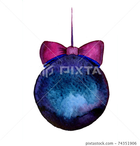 Christmas balls isolated background in watercolor. New Year and Christmas element of decor, design. 74351906