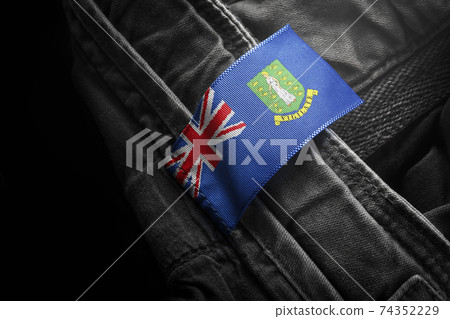 Tag on dark clothing in the form of the flag of the British Virgin Islands Tag on dark clothing in the form of the flag of the British Virgin Islands 74352229