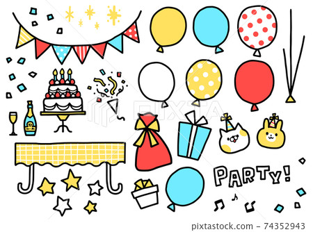 Hand-painted party illustration parts ③ Hand-painted party illustration parts ③ 74352943