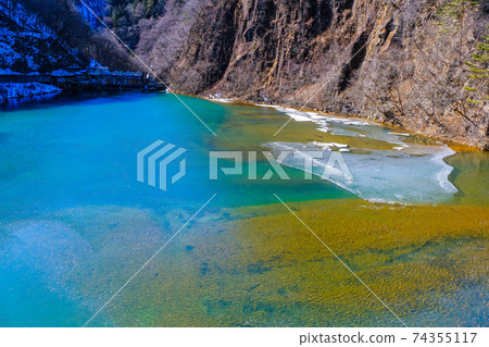 White sand dam in winter White sand dam in winter 74355117