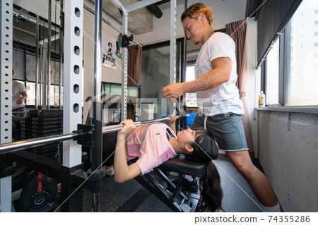 Women training in a personal training gym 74355286