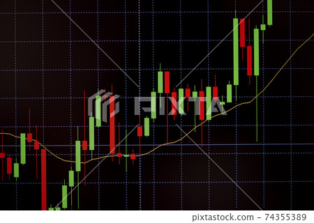Stock market digital graph chart business indicator stock exchange trading analysis investment financial on display crisis stock crash down and grow up gain and profits financial impact or forex graph 74355389