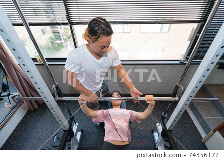 Women training in a personal training gym Women training in a personal training gym 74356172