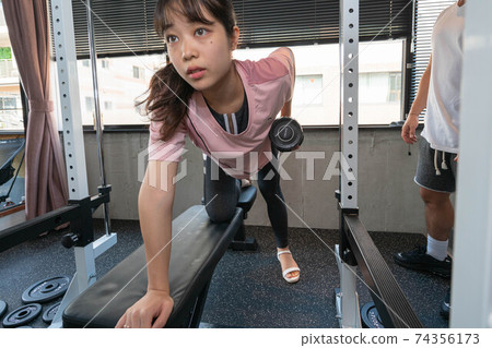 Women training in a personal training gym 74356173