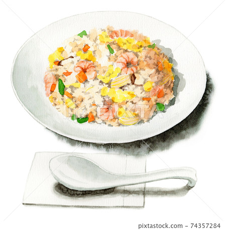 Analog watercolor shrimp fried rice Analog watercolor shrimp fried rice 74357284