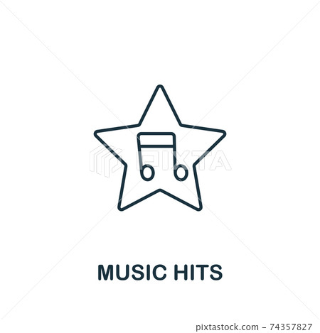 Music Hits icon from music collection. Simple line Music Hits icon for templates, web design and infographics 74357827