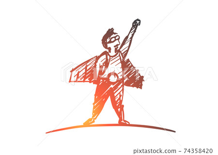Hand drawn man in hero man clothing 74358420