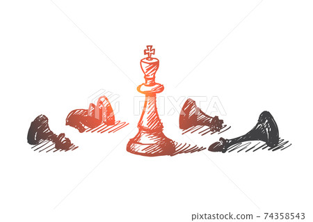 Hand drawn chess figures with king in center Hand drawn chess figures with king in center 74358543