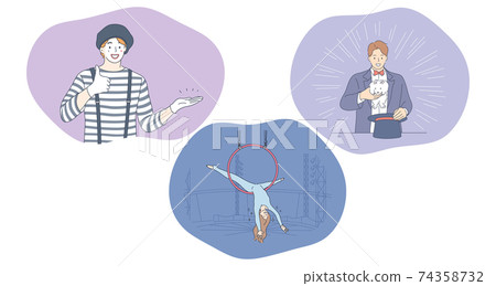 Circus, performance, clown, show, entertainment concept Circus, performance, clown, show, entertainment concept 74358732