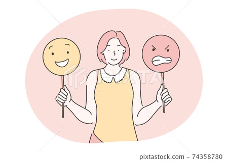 Emotions, emoji, different facial expressions concept Emotions, emoji, different facial expressions concept 74358780