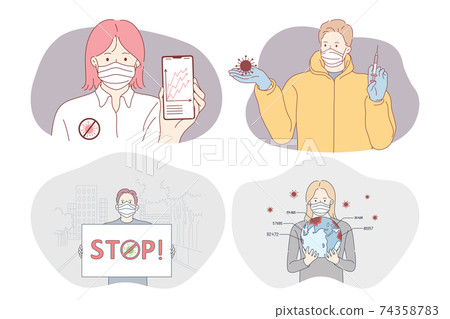Danger or coronavirus infection, protection, vaccination, epidemic, pandemic, outbreak concept Danger or coronavirus infection, protection, vaccination, epidemic, pandemic, outbreak concept 74358783