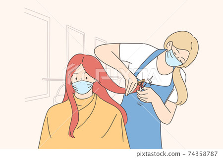 Beauty procedures during epidemic of COVID-19 concept  74358787