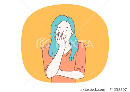 Happiness, laughing, smiling, positive emotions concept Happiness, laughing, smiling, positive emotions concept 74358807