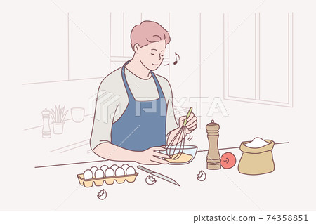 Baking, cooking, making homemade pastry or cake concept 74358851