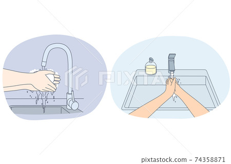 Washing hands, personal hygiene and protection from virus concept 74358871