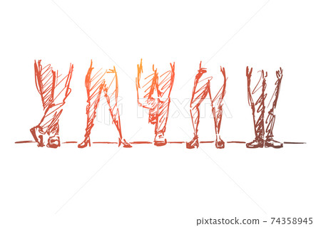 Hand drawn different legs positions 74358945