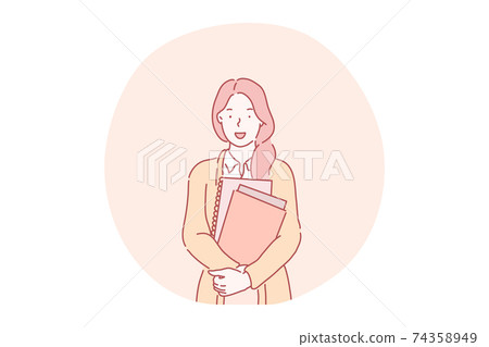 Manager, office worker, student, teacher, assistant, secretary concept. Manager, office worker, student, teacher, assistant, secretary concept. 74358949