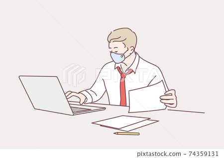 Working during coronavirus pandemic concept 74359131