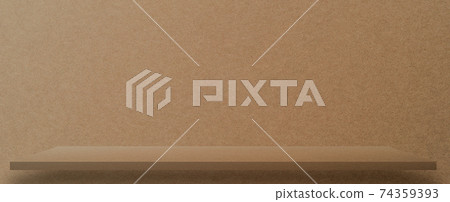 Front view of empty shelf on table showcase and wall background 74359393