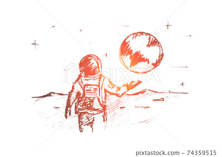 Hand drawn first man on the Moon Hand drawn first man on the Moon 74359515
