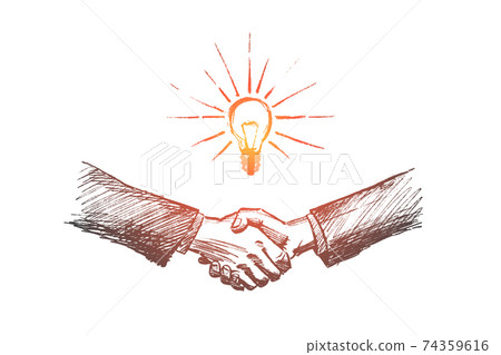 Hand drawn handshake with business idea - Stock Illustration [74359616 ...